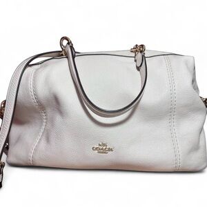 Coach Lennox White Pebbled Leather Satchel Crossbody Bag no hangtag